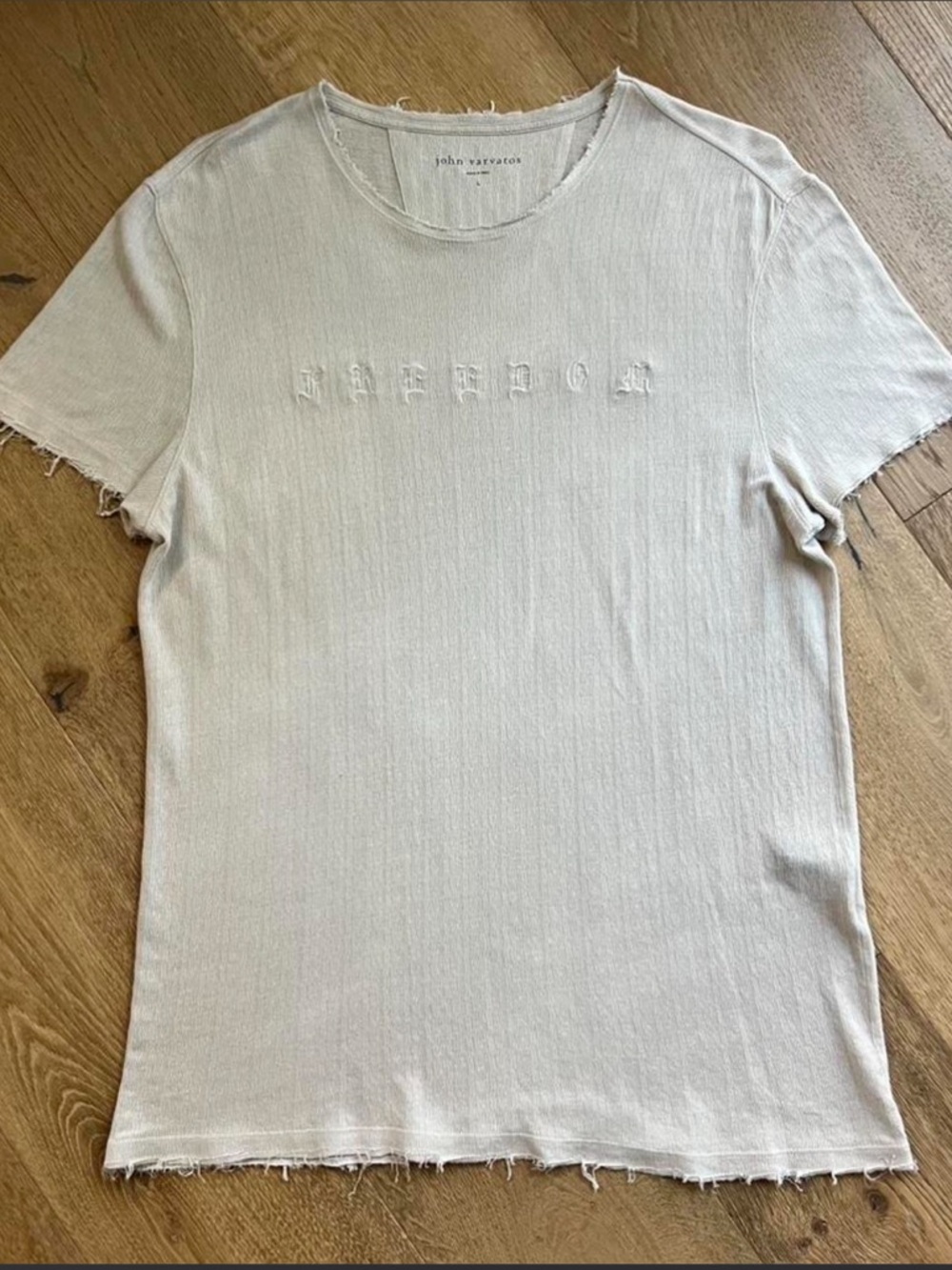 John Varvatos Distressed Short-Sleeve 'Freedom' Tee | Like New | Size L
